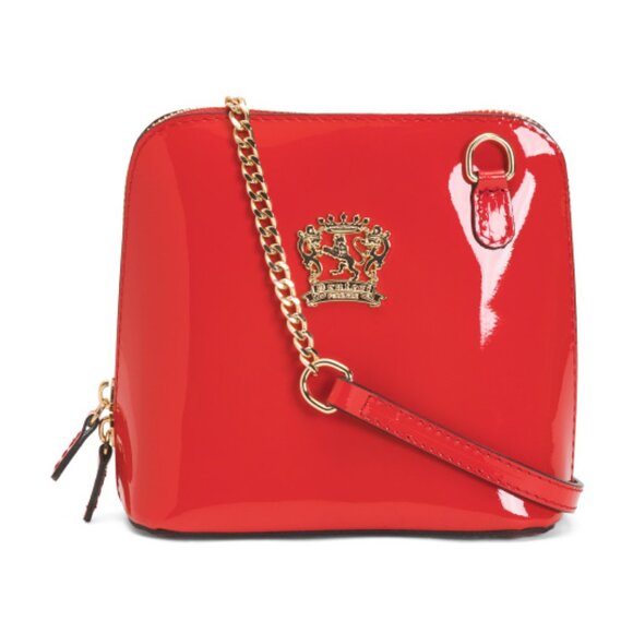 PRATESI Made In Italy Patent Leather Dome Shaped Crossbody